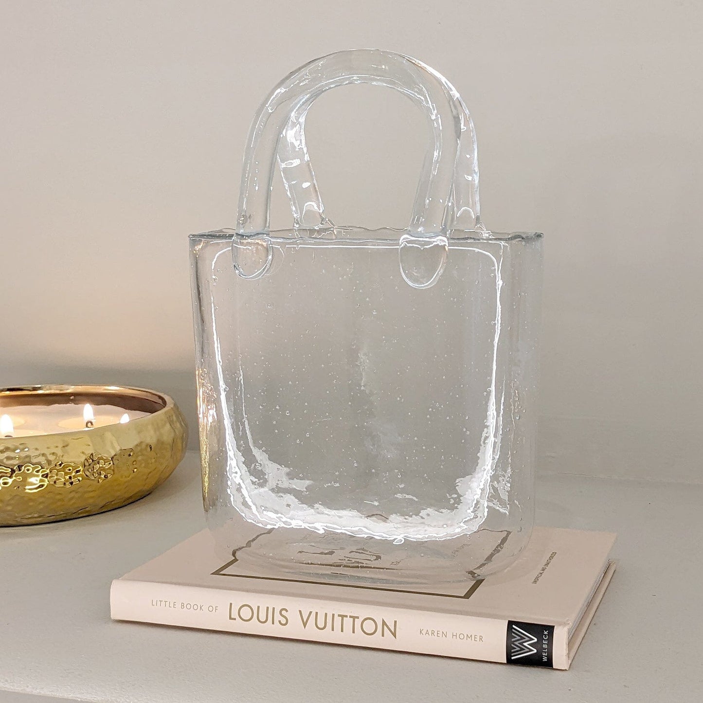 Jarrón decorativo para bolso Carina Petite de vidrio con burbujas