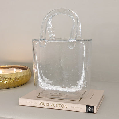 Jarrón decorativo para bolso Carina Petite de vidrio con burbujas