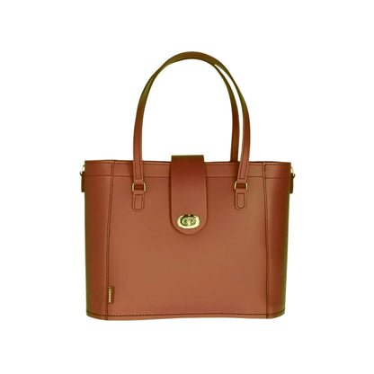 Leather Mini Twist Lock Shopper Bag – Chestnut