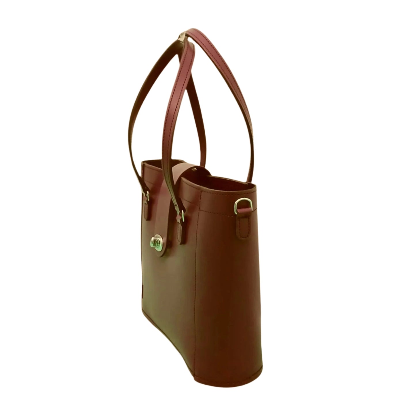 Leather Mini Twist Lock Shopper Bag – Chestnut