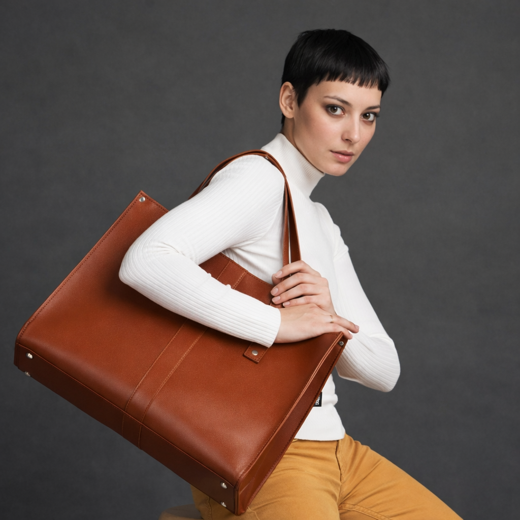 Handmade Leather Shopper – Chestnut