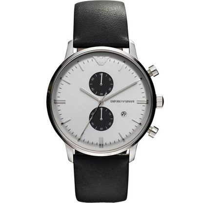 Emporio Armani AR0385 Men's Chronograph Watch - Black Leather