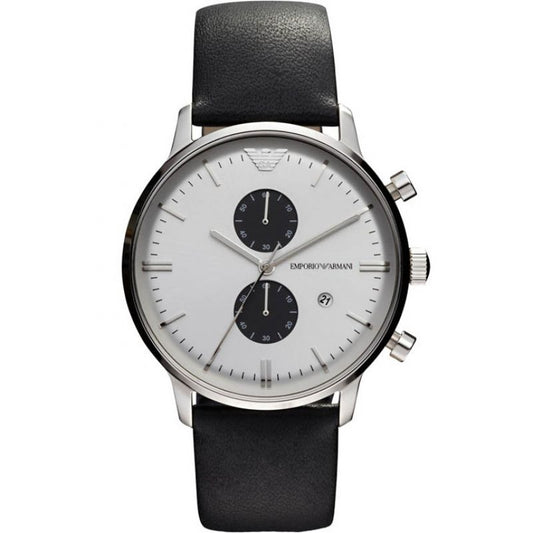 Emporio Armani AR0385 Men's Chronograph Watch - Black Leather