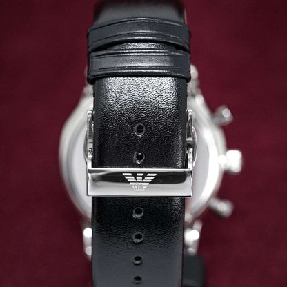 Emporio Armani AR0385 Men's Chronograph Watch - Black Leather