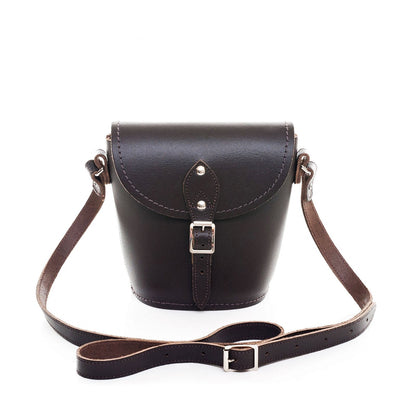 Handmade Leather Barrel Bag – Dark Brown