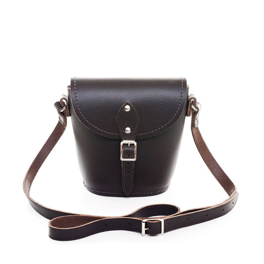 Handmade Leather Barrel Bag – Dark Brown