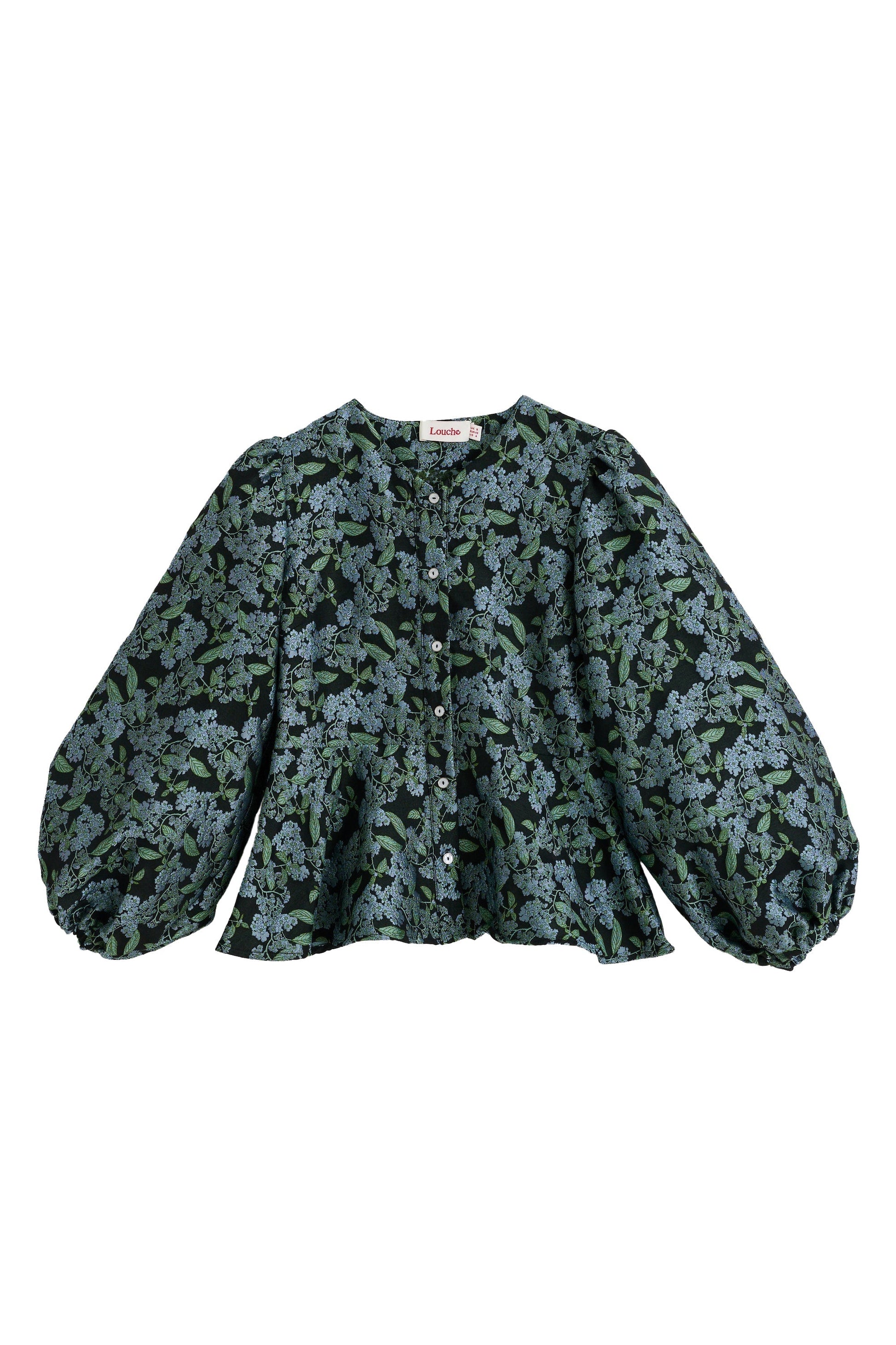 Clementine Blossom Jacquard Peplum Blouse - Black - Bascora