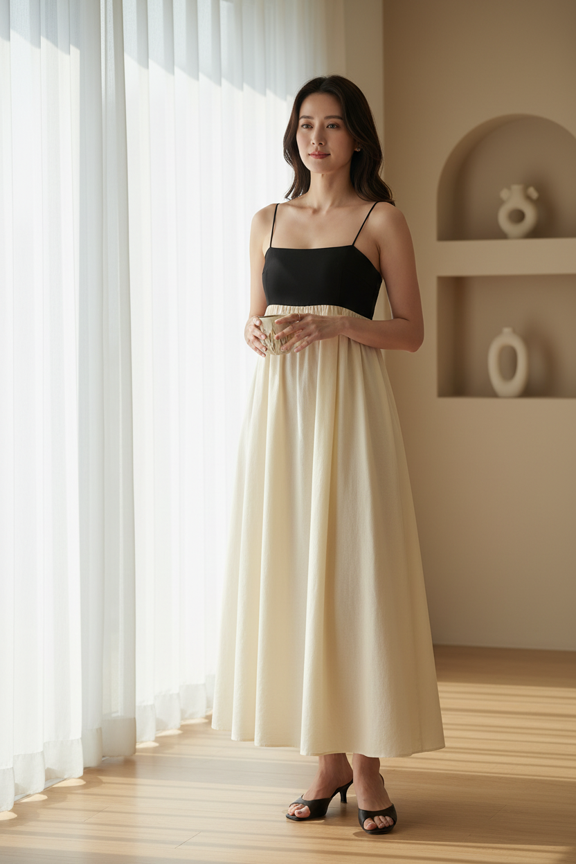 Contrast Sling Dress Lifestyle Front 2