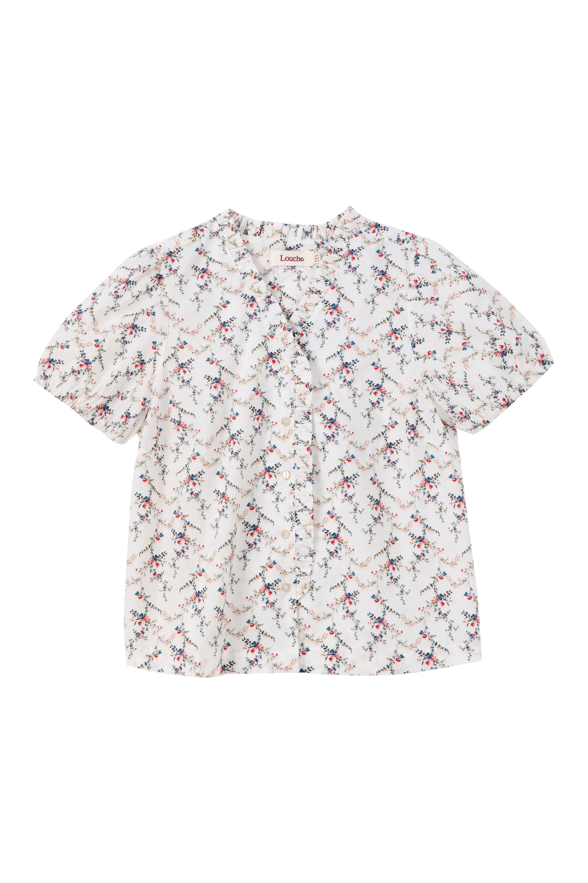 Cressida Regency Print Frill Trim V-Neck Blouse - Bascora