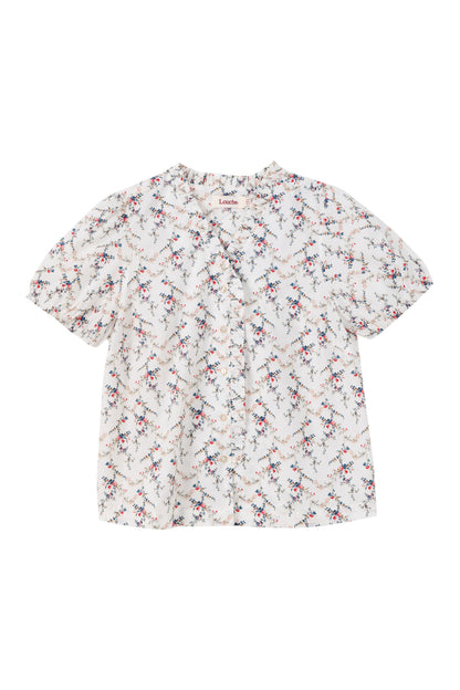 Cressida Regency Print Frill Trim V-Neck Blouse - Bascora