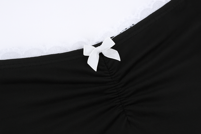Detail Shot - White Bow and Lace Trim