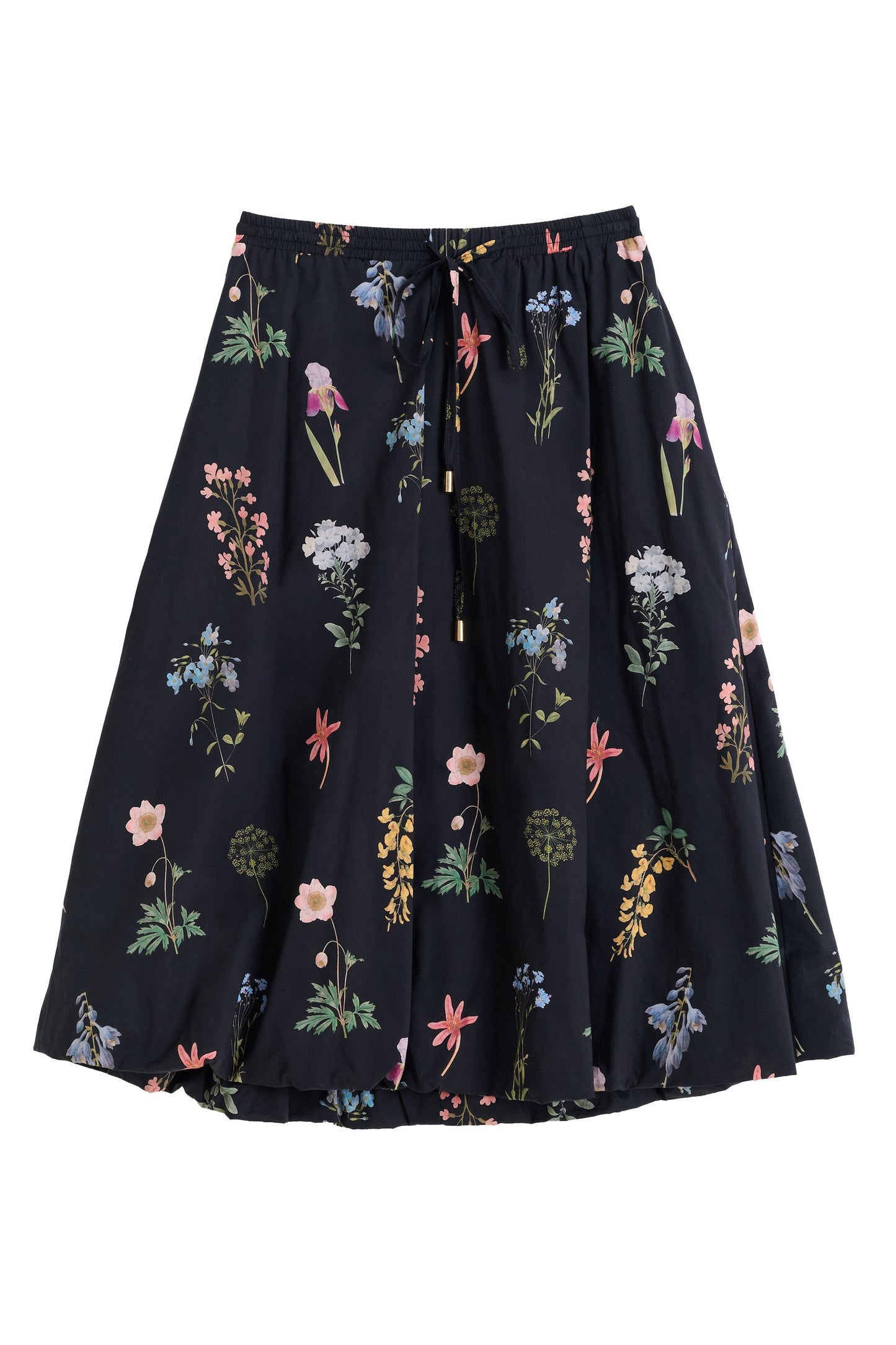 Dixie Flower Press Print Balloon Hem Midi Skirt - Multi - Bascora