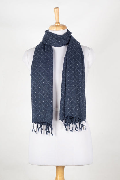 SVEŽElife Dotted Diamond Merino Wool Scarf Blue | Bascora