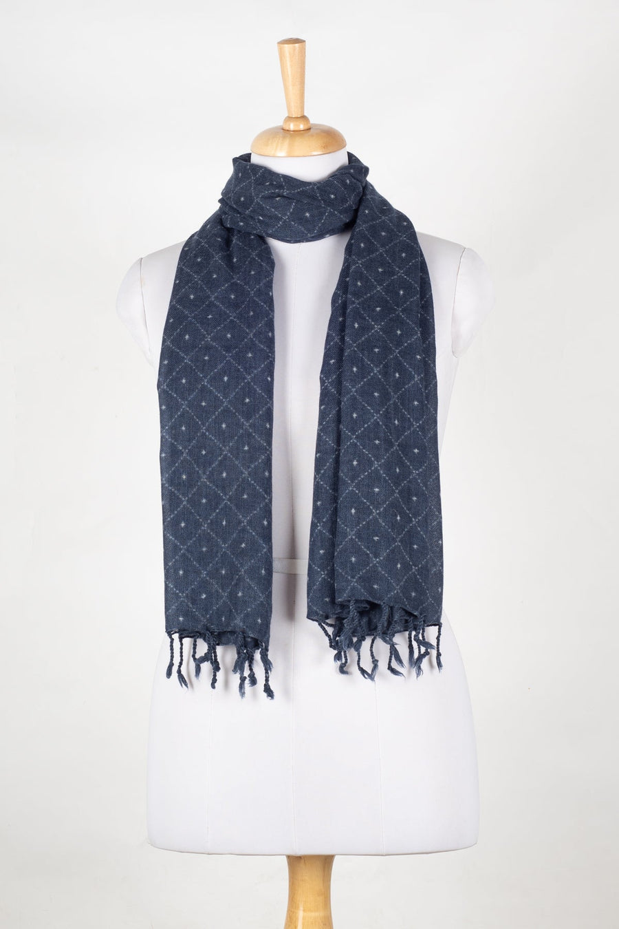 SVEŽElife Dotted Diamond Merino Wool Scarf Blue | Bascora