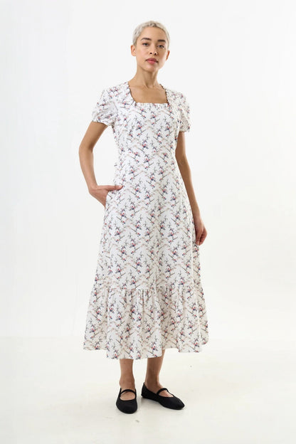 Elois Regency Print Empire Waist Midaxi Dress - Bascora