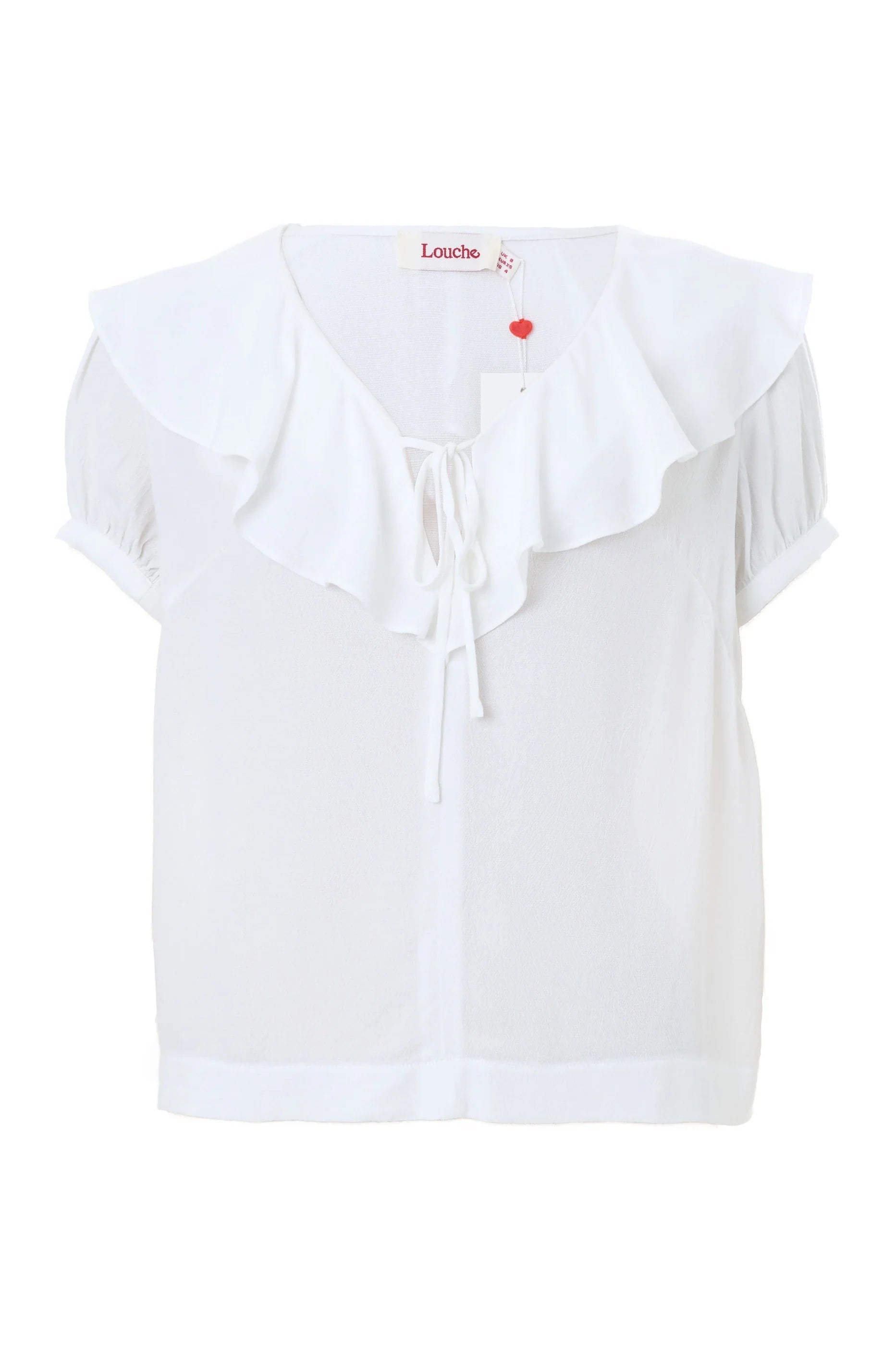 Eloise Moss Crepe Frill Collar Blouse - Off White - Bascora