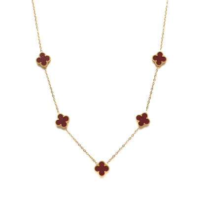 Gold Clover Necklace (Wine) - Bascora