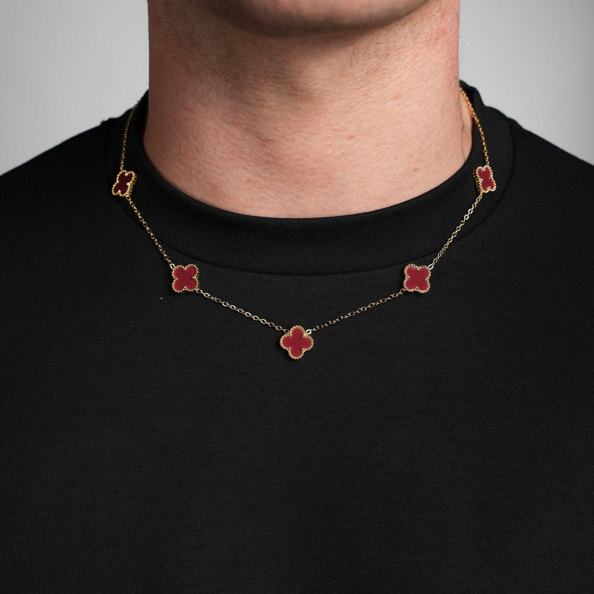 Gold Clover Necklace (Wine) - Bascora