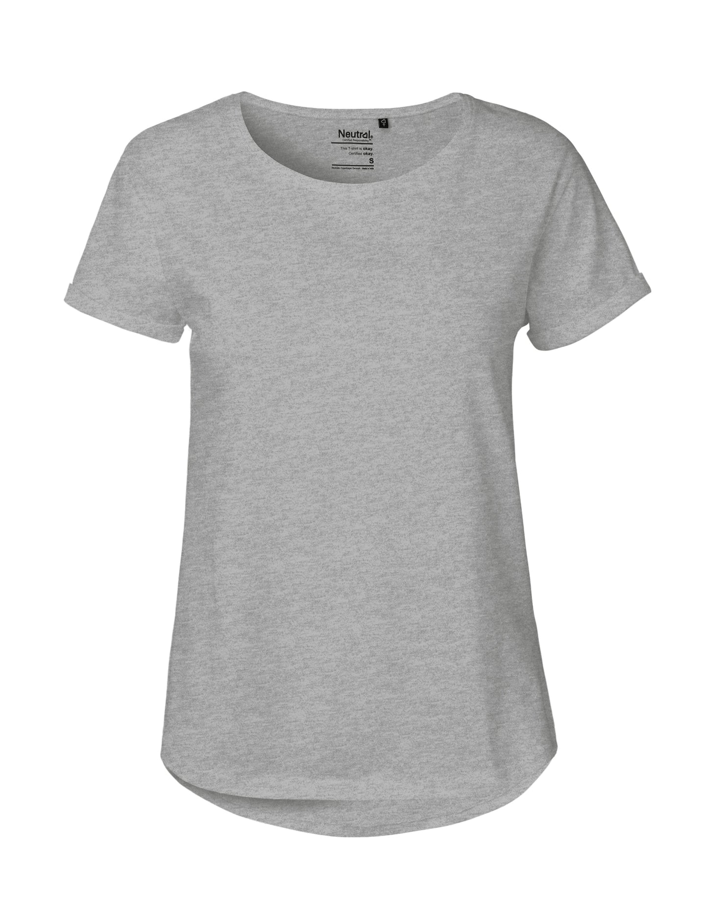 grey Fairtrade Organic Roll Up Sleeve T-shirt | Bascora