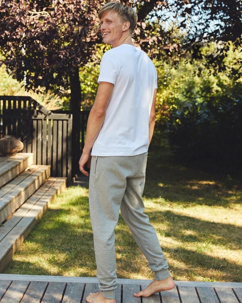 man wearing Fairtrade Organic Sweatpants – Unisex - Bascora