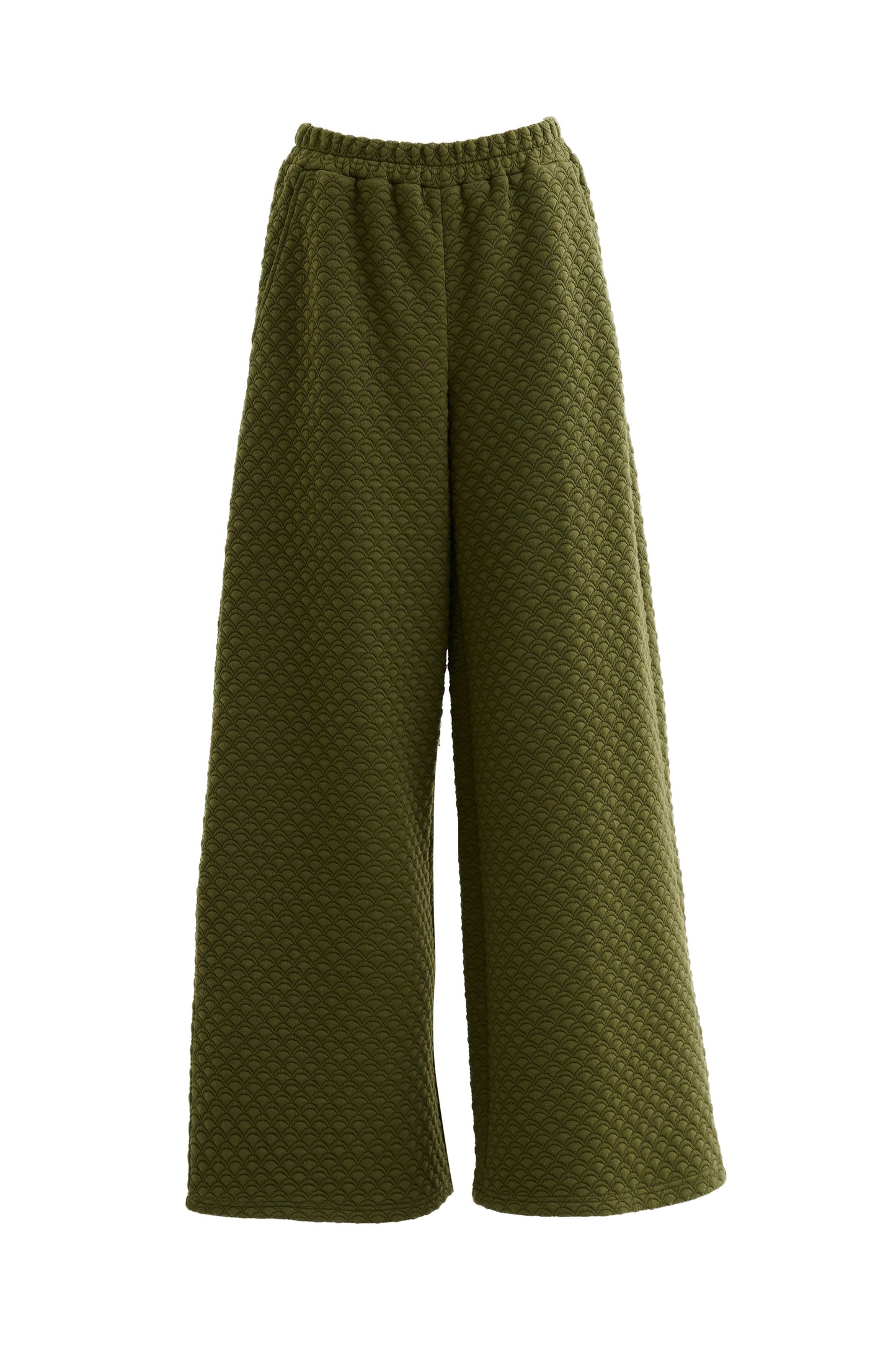 Flory Scallop Quilt Wide Leg Trouser - Moss Green - Bascora