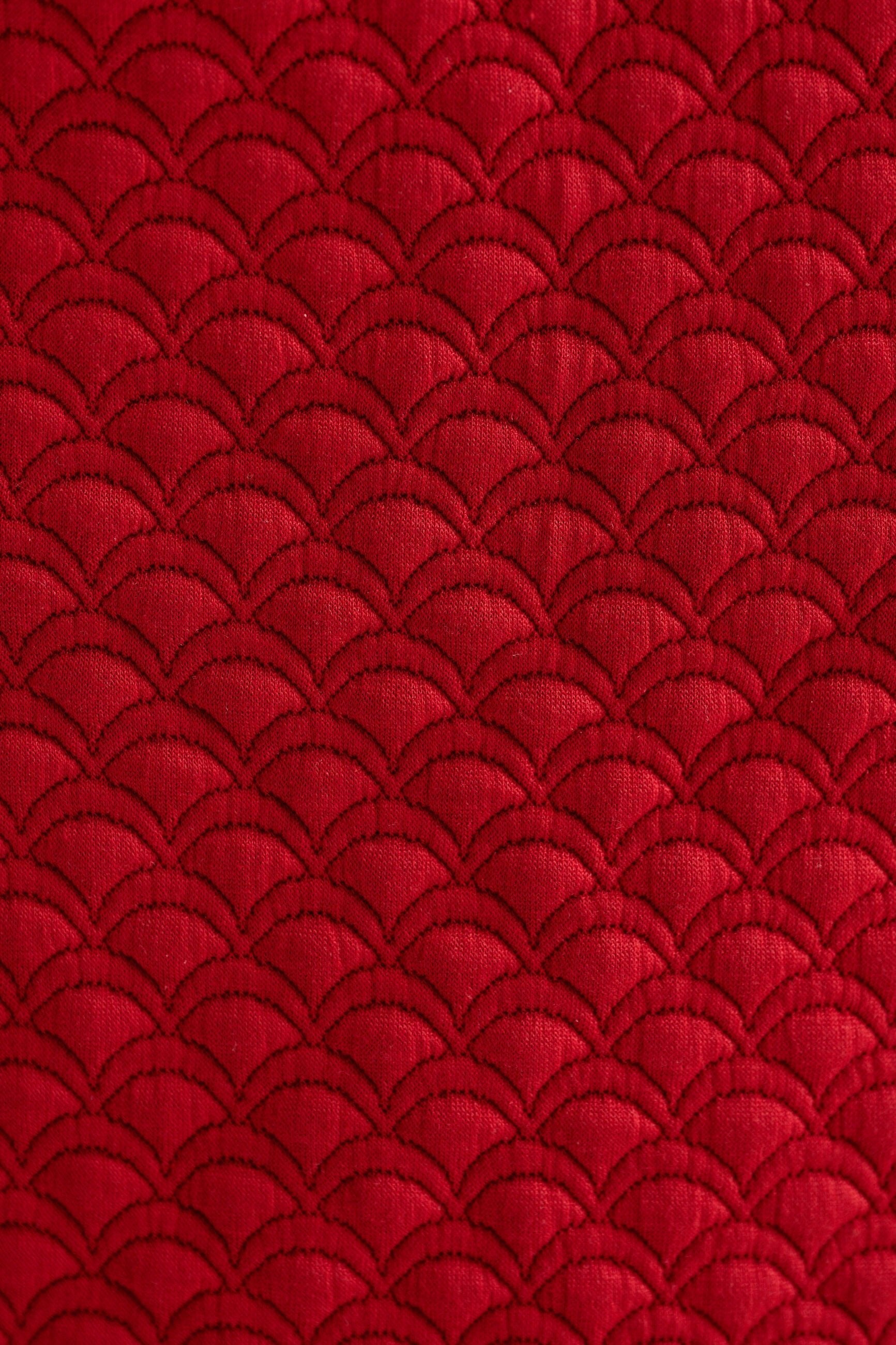 Flory Scallop Quilt Wide Leg Trouser - Wine Red - Bascora