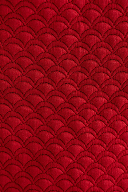 Flory Scallop Quilt Wide Leg Trouser - Wine Red - Bascora