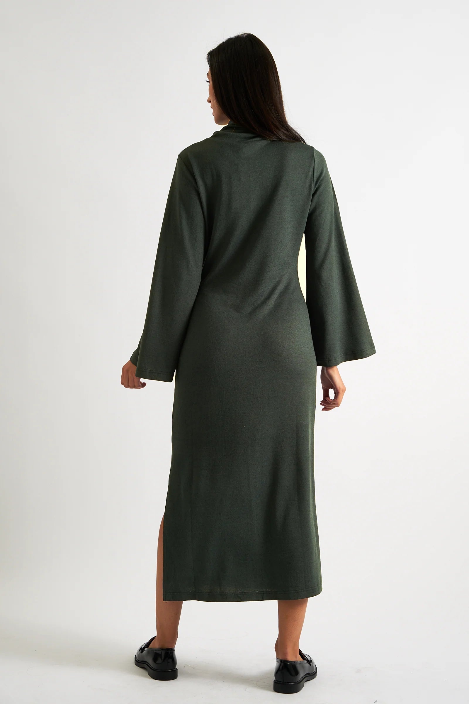 Gigi Brushed Marl Jersey Midi Dress – Green - Bascora