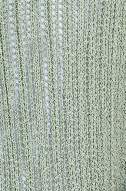 Green Knitted Cotton Tie Waistcoat Top - Bascora