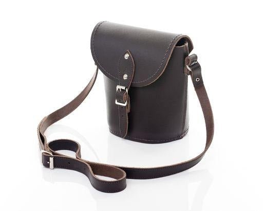 Handmade Leather Barrel Bag – Dark Brown - Bascora