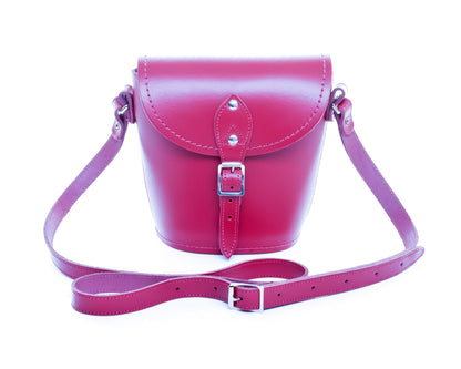 Handmade Leather Barrel Bag - Magenta - Bascora
