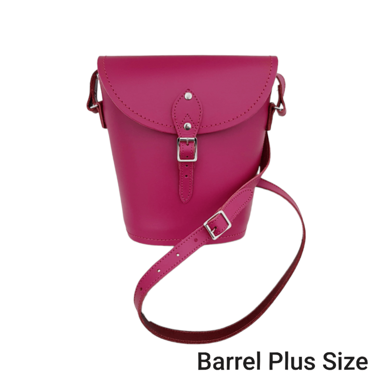 Handmade Leather Barrel Bag - Magenta - Bascora