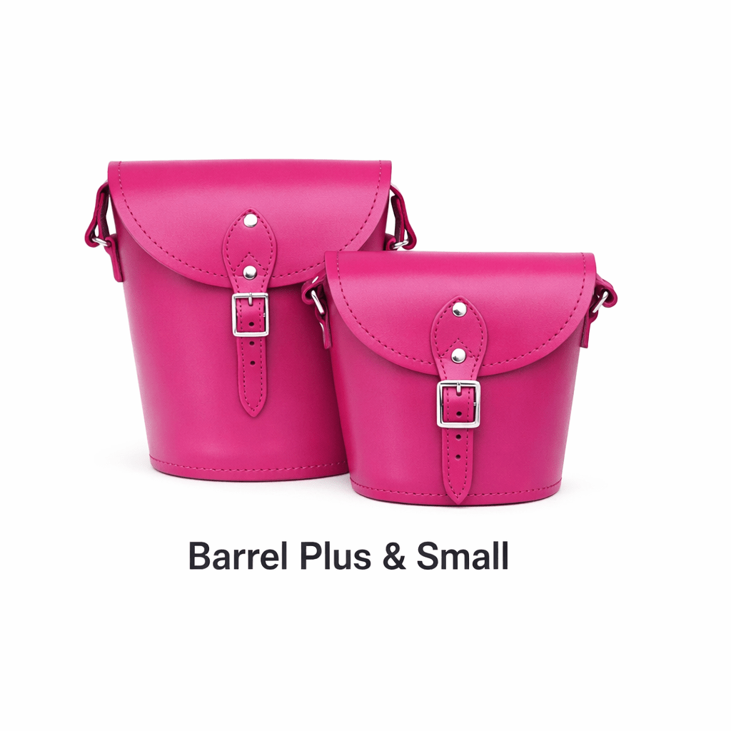 Handmade Leather Barrel Bag - Magenta - Bascora