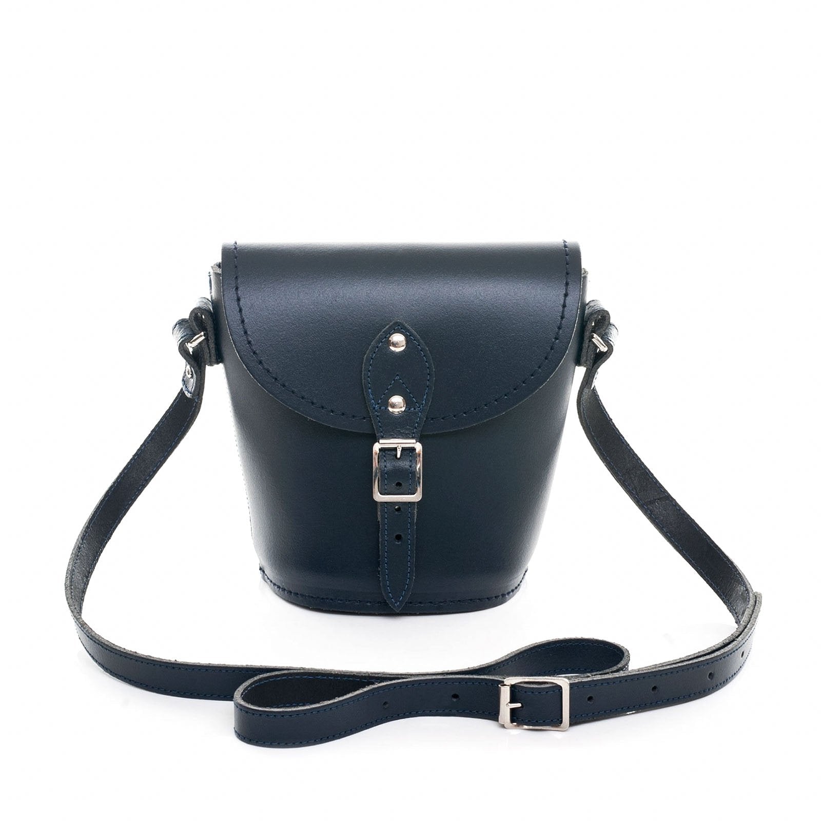 Handmade Leather Barrel Bag – Navy - Bascora