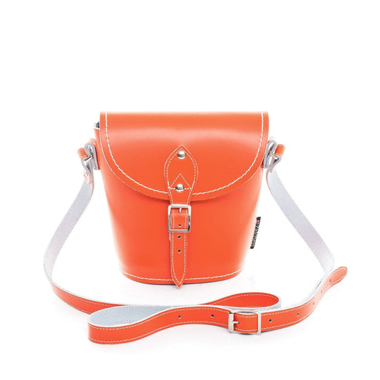Handmade Leather Barrel Bag - Orange - Bascora