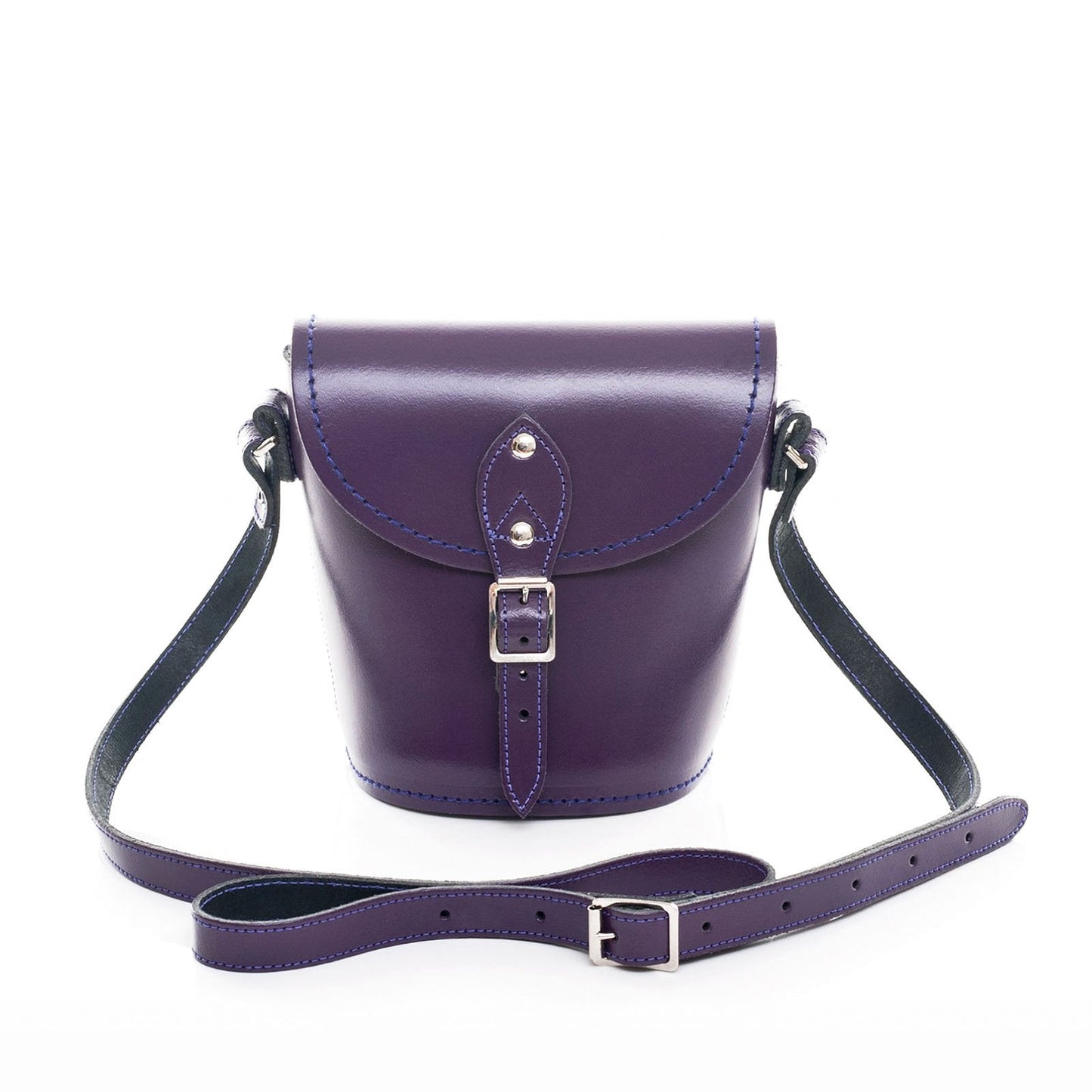 Handmade Leather Barrel Bag - Purple - Bascora