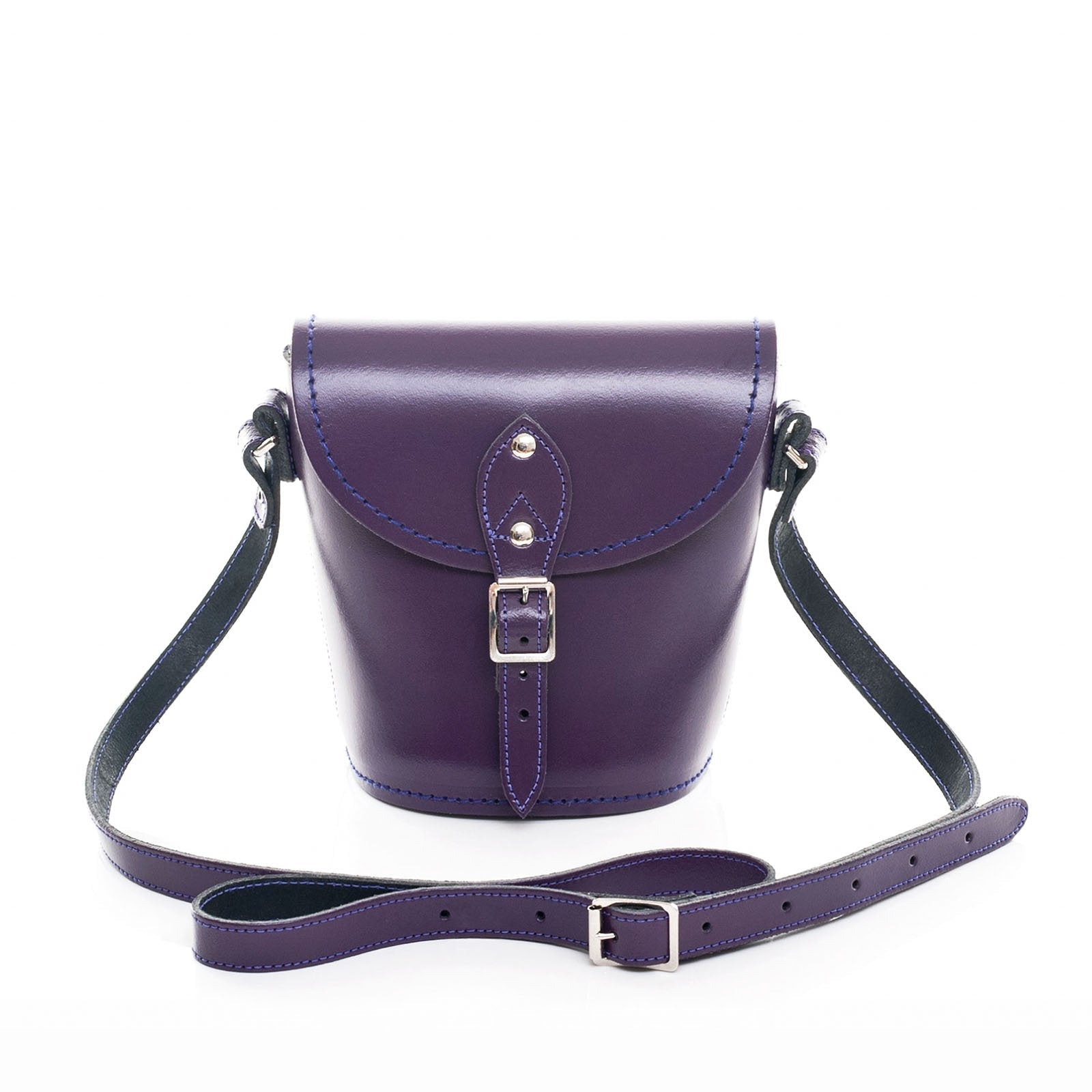 Handmade Leather Barrel Bag - Purple - Bascora