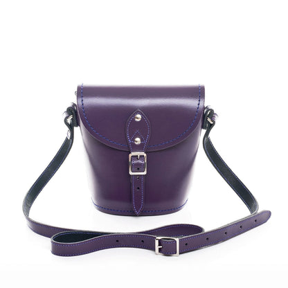 Handmade Leather Barrel Bag - Purple - Bascora