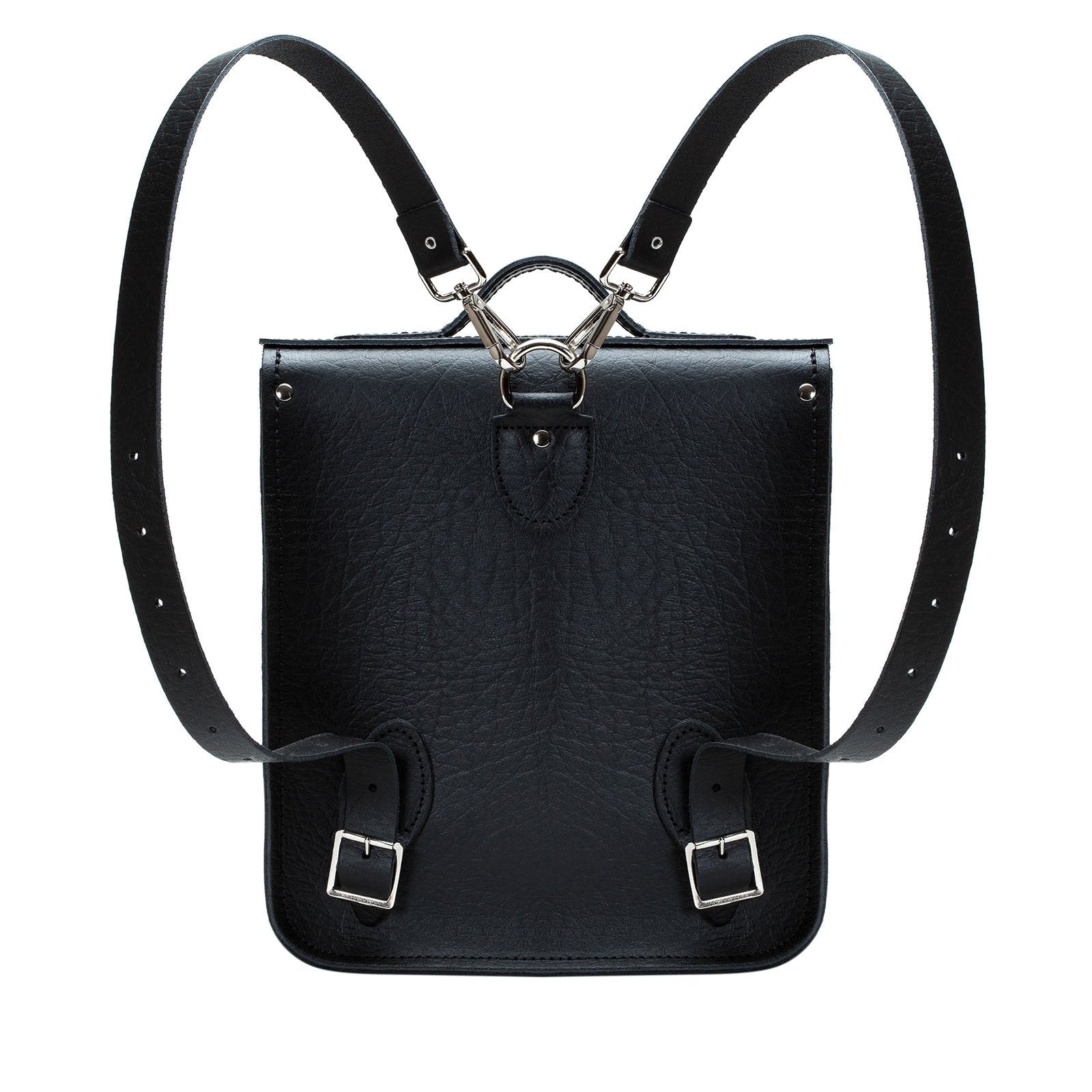 Handmade Leather City Backpack - Black Executive - Bascora