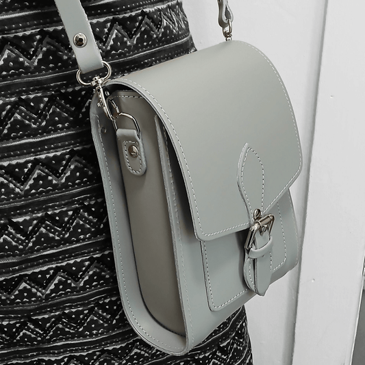 Handmade Leather Festival Phone Bag - Ghost Grey - Bascora