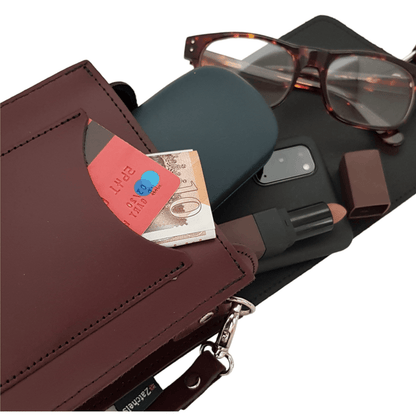 Handmade Leather Festival Phone Bag - Iced Coffee - Bascora
