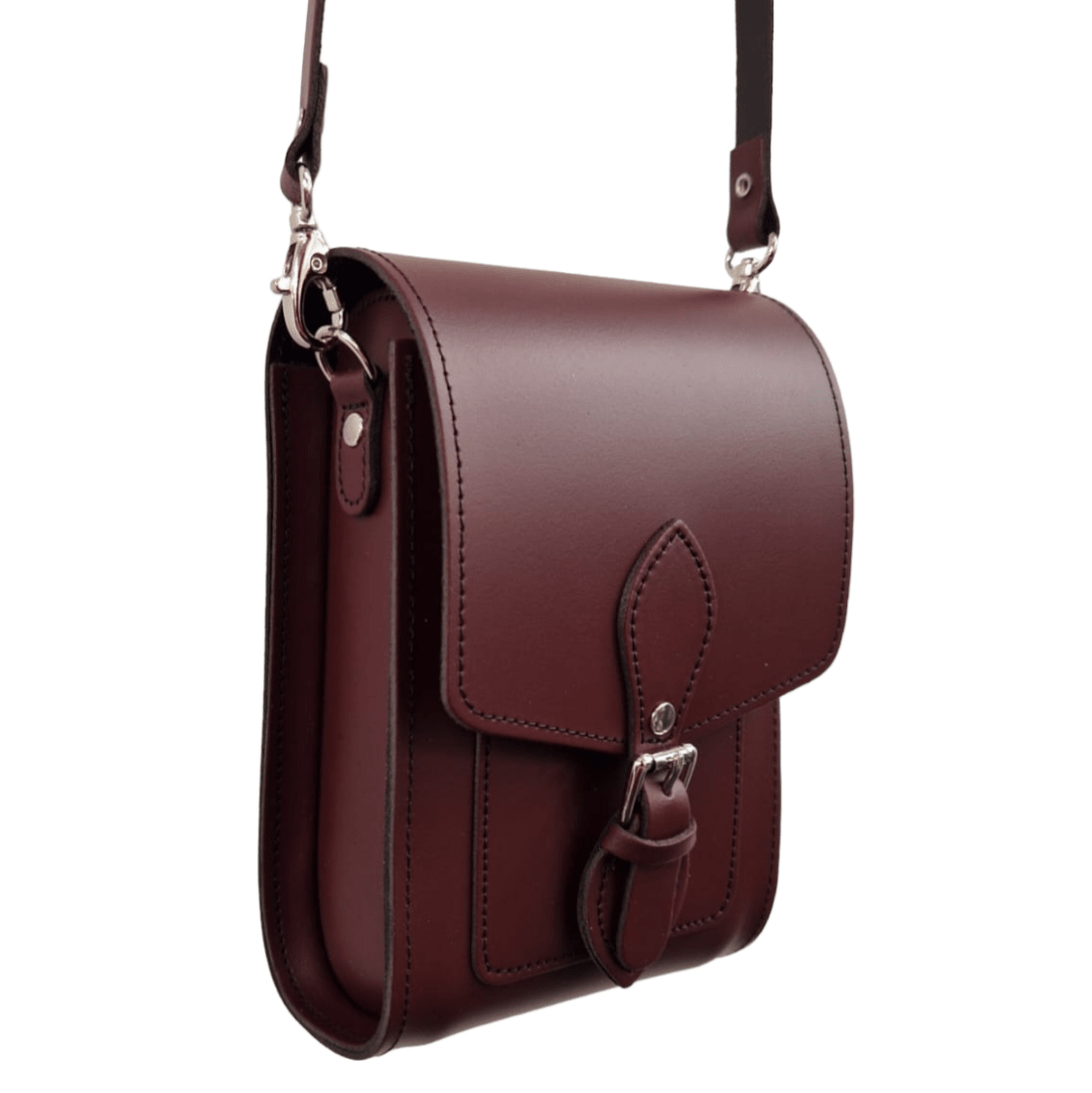 Handmade Leather Festival Phone Bag - Marsala Red - Bascora