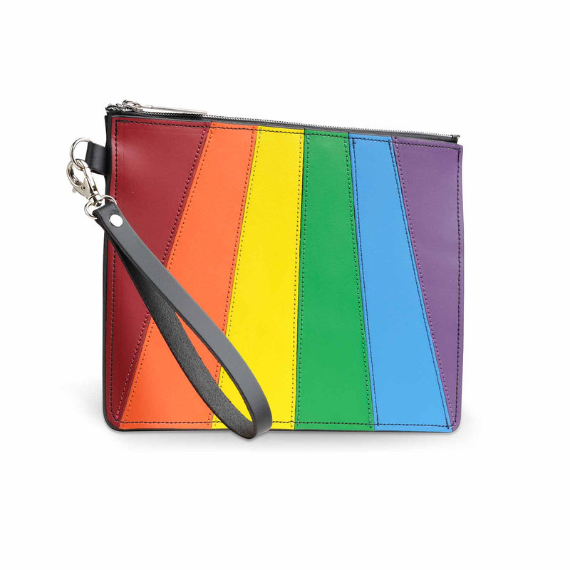 Handmade Leather Folio Case Small - Pride Rainbow - Bascora