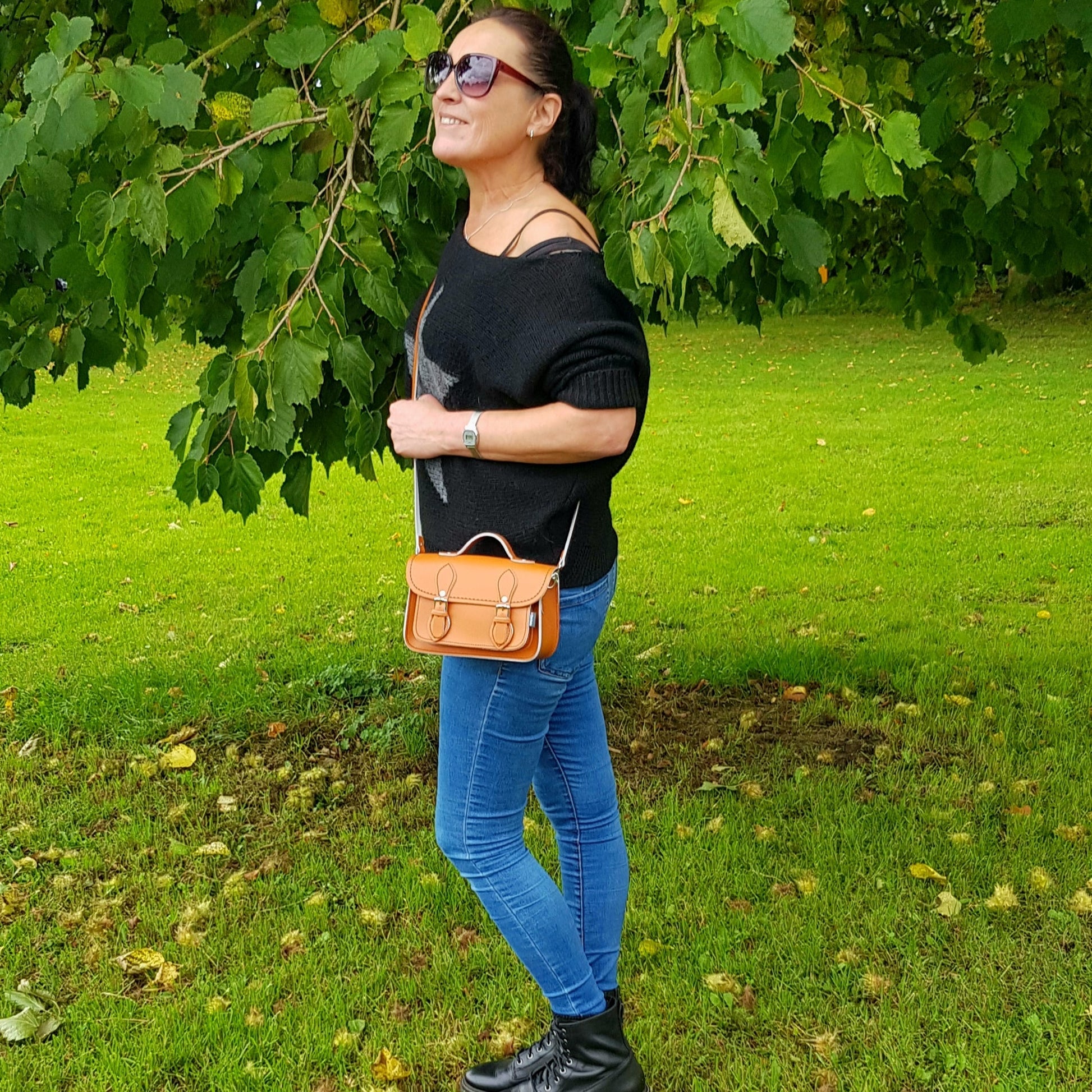 Handmade Leather Micro Satchel Burnt Orange | Bascora