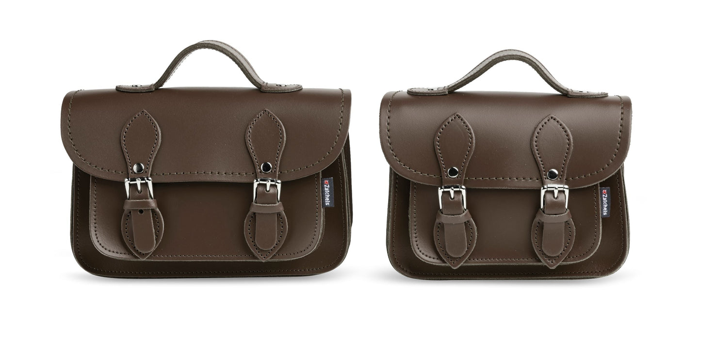 Handmade Leather Micro Satchel Dark Brown | Bascora