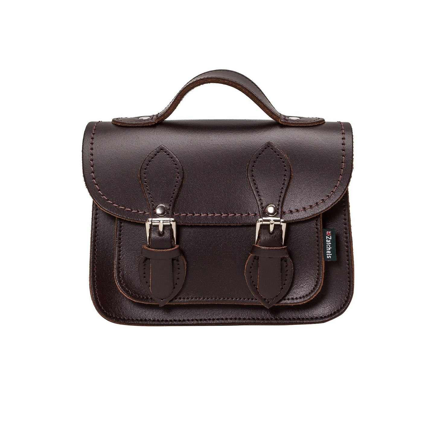 Handmade Leather Micro Satchel Dark Brown | Bascora