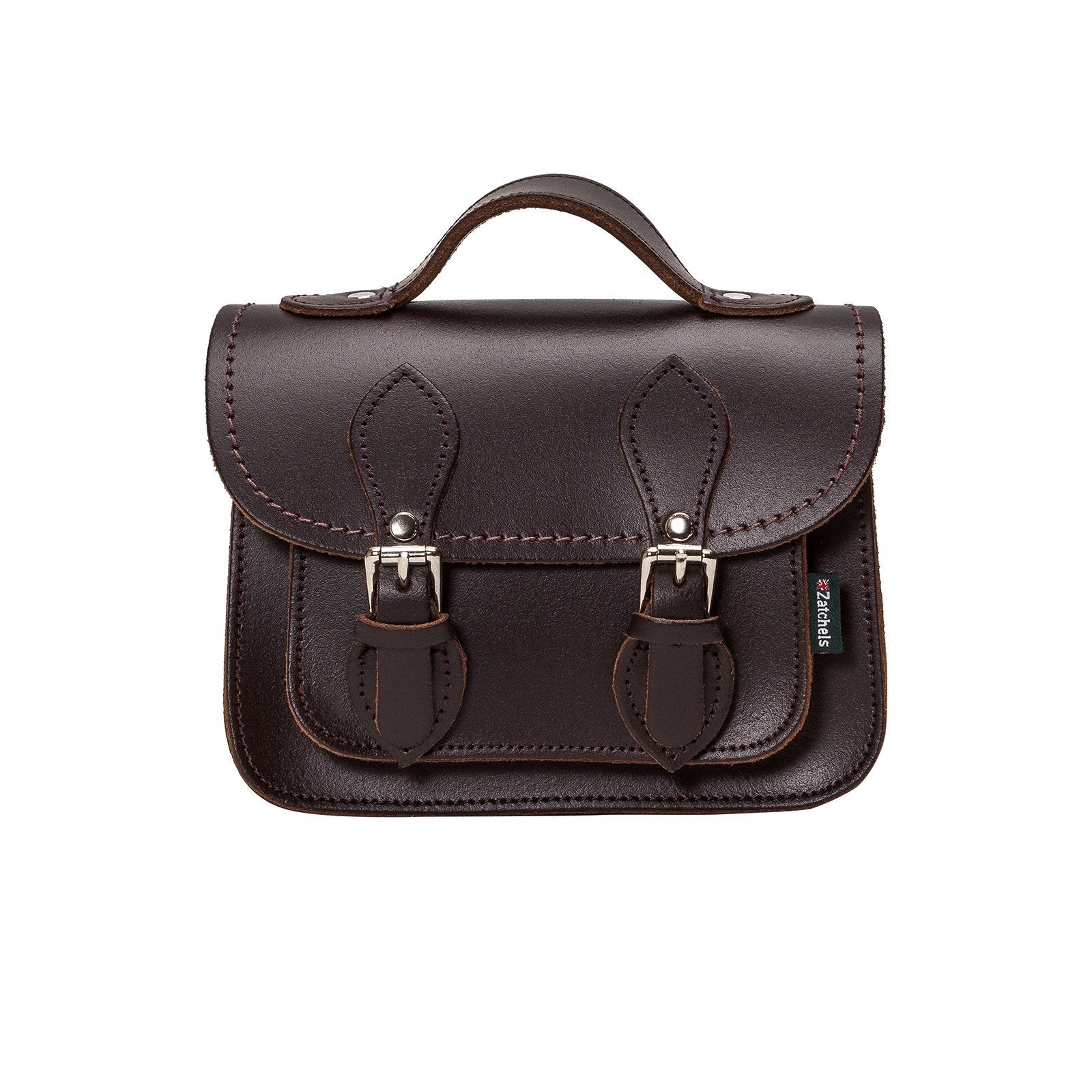 Handmade Leather Micro Satchel Dark Brown | Bascora
