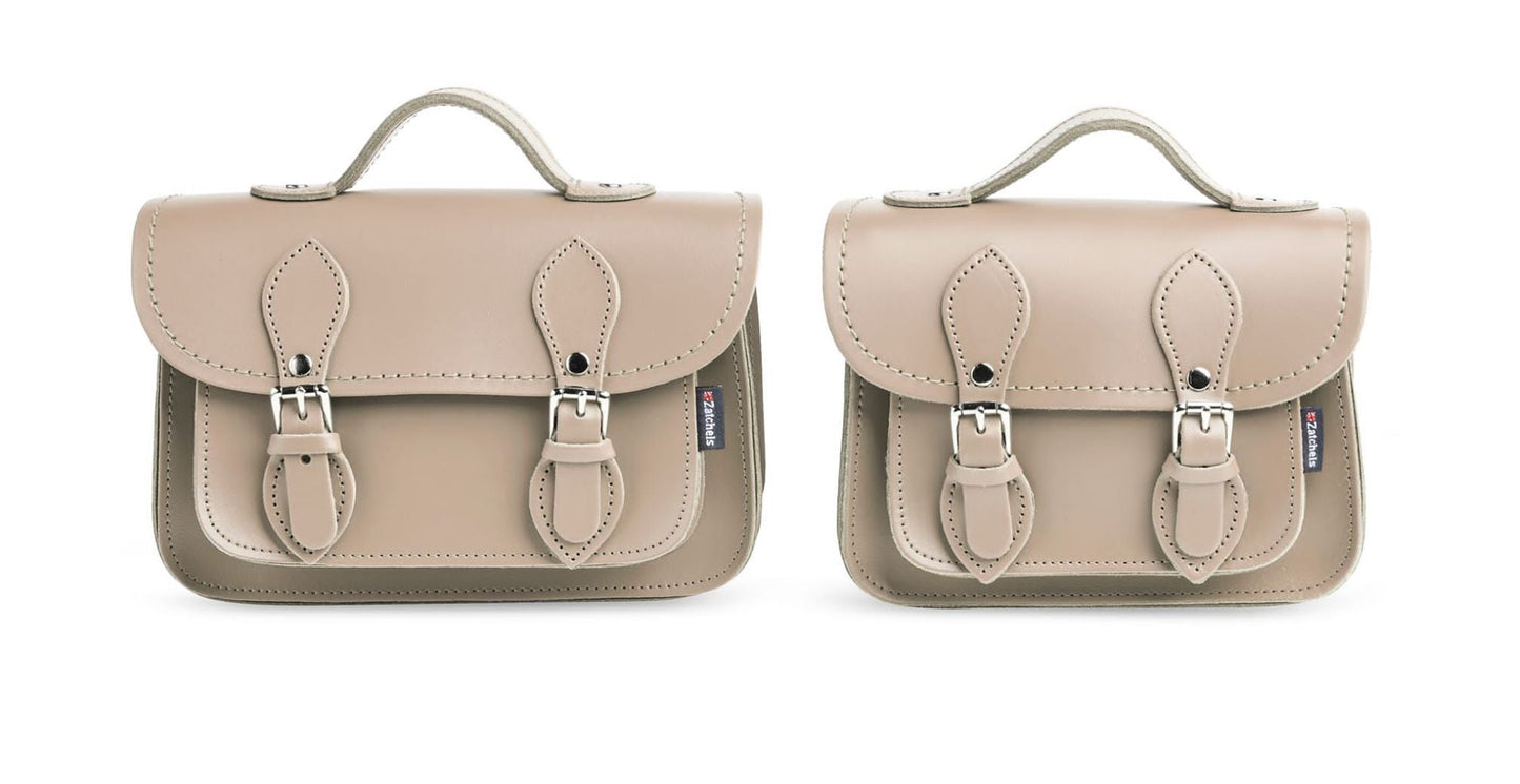 different sizes Handmade Leather Micro Satchel Iced Coffee