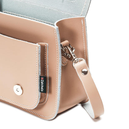 inside of Handmade Leather Micro Satchel Iced Coffee