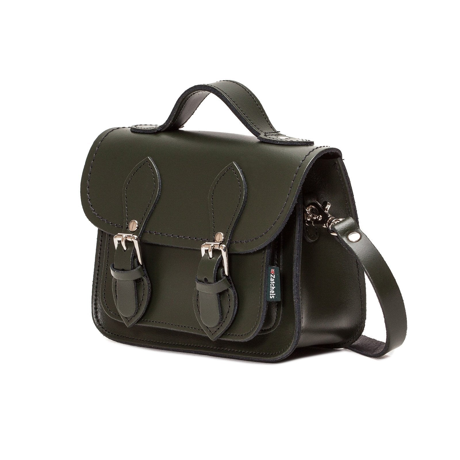 Handmade Leather Micro Satchel Ivy Green | Bascora